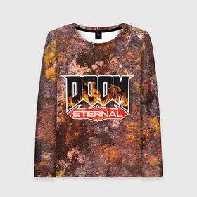 Женский лонгслив 3D с принтом DOOM Eternal (логотип) в Ухте, 100% полиэстер | длинные рукава, круглый вырез горловины, полуприлегающий силуэт | doom | doom eternal | дум | игра | логотип | шутер