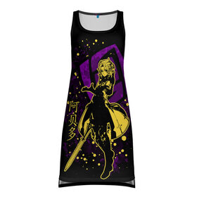Платье-майка 3D с принтом GENSHIN IMPACT, АЛЬБЕДО в Ухте, 100% полиэстер | полуприлегающий силуэт, широкие бретели, круглый вырез горловины, удлиненный подол сзади. | albedo | genshin impact | альбедо | геншин импакт | гео | игры | персонажи