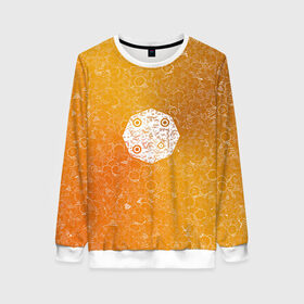 Женский свитшот 3D с принтом Октагон АПВ 58 Золото в Ухте, 100% полиэстер с мягким внутренним слоем | круглый вырез горловины, мягкая резинка на манжетах и поясе, свободная посадка по фигуре | qr код | амулет | антивирус | антидепрессант | антистресс | градиент | золото | иммуномодулятор | камень | коллаж | оберег | талисман