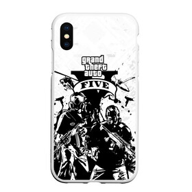 Чехол для iPhone XS Max матовый GTA 5 / ГТА 5: в Ухте, Силикон | Область печати: задняя сторона чехла, без боковых панелей | gta 5 | uzi | брызги | военный | гта 5 | игра | маска | оружие | самолет | солдат | узи