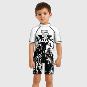 Детский купальный костюм 3D GTA 5   ГТА 5: в Ухте, Полиэстер 85%, Спандекс 15% | застежка на молнии на спине | gta 5 | uzi | брызги | военный | гта 5 | игра | маска | оружие | самолет | солдат | узи