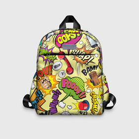 Детский рюкзак 3D с принтом Комикс в Ухте, 100% полиэстер | лямки с регулируемой длиной, сверху петелька, чтобы рюкзак можно было повесить на вешалку. Основное отделение закрывается на молнию, как и внешний карман. Внутри дополнительный карман. По бокам два дополнительных кармашка | anime | bestseller | blockbuster | cartoon | comic | movie | novel | opus | tv show | western | аниме | бестселлер | блокбастер | вестерн | кинофильм | комикс | мультик | мультфильм | мультяшка | опус | роман | сиквел | супергерой | супермен