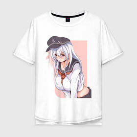 Мужская футболка хлопок Oversize с принтом Adult Hibiki в Ухте, 100% хлопок | свободный крой, круглый ворот, “спинка” длиннее передней части | Тематика изображения на принте: аниме | смущение | флотская коллекция | хибики