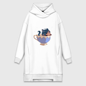 Платье-худи хлопок с принтом Котик Кэйа в Ухте,  |  | арт | кейа | кружка | кружка чая | кэйа | милый парень | неко | рисунок | чашка