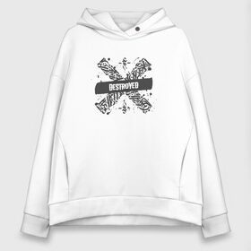Женское худи Oversize хлопок с принтом Destroyed в Ухте, френч-терри — 70% хлопок, 30% полиэстер. Мягкий теплый начес внутри —100% хлопок | боковые карманы, эластичные манжеты и нижняя кромка, капюшон на магнитной кнопке | destroyed | разрушен | разрушение | разрушенный | уничтожен