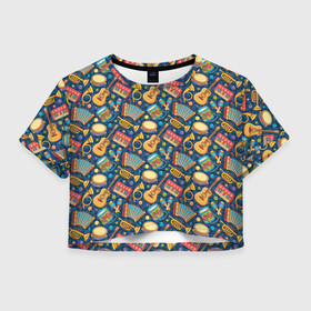 Женская футболка Crop-top 3D Музыкальные Инструменты: в Ухте, 100% полиэстер | круглая горловина, длина футболки до линии талии, рукава с отворотами | блюз | вечеринка | гитара | джаз | диджей | диско | дискотека | кантри | караоке | классическая музыка | клуб | музыка | музыкальные инструменты | музыкант | наушники | ноты | поп | ритм н блюз | рок