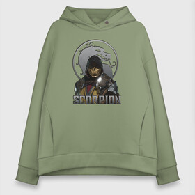 Женское худи Oversize хлопок с принтом Скорпион в Ухте, френч-терри — 70% хлопок, 30% полиэстер. Мягкий теплый начес внутри —100% хлопок | боковые карманы, эластичные манжеты и нижняя кромка, капюшон на магнитной кнопке | kitana | mortal kombat | raiden | scorpion | shaokahn | sonia | subzero | vdgerir | китана | мортал комбат | райден | саб зиро | скорпион | чао хан