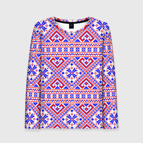 Женский лонгслив 3D Русские народные узоры: в Ухте, 100% полиэстер | длинные рукава, круглый вырез горловины, полуприлегающий силуэт | deer | folk patterns | patterns | russian patterns | slavic clothing | slavic style | народные узоры | олень | русские узоры | славянская одежда | славянский стиль | узоры