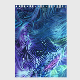 Скетчбук с принтом Абстракция в Ухте, 100% бумага
 | 48 листов, плотность листов — 100 г/м2, плотность картонной обложки — 250 г/м2. Листы скреплены сверху удобной пружинной спиралью | Тематика изображения на принте: 3d | абстракция | волны | полосы | техно