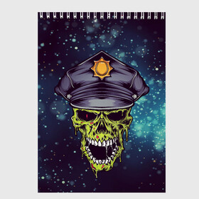 Скетчбук с принтом Зомбиполис в Ухте, 100% бумага
 | 48 листов, плотность листов — 100 г/м2, плотность картонной обложки — 250 г/м2. Листы скреплены сверху удобной пружинной спиралью | арт | графика | зомби | ужасы | форма | черепа