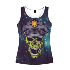 Женская майка 3D с принтом Зомбиполис в Ухте, 100% полиэстер | круглая горловина, прямой силуэт, длина до линии бедра | арт | графика | зомби | ужасы | форма | черепа