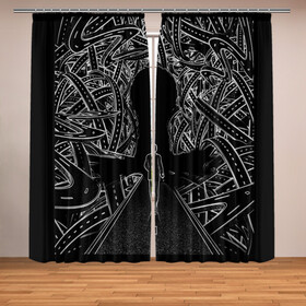 Фотошторы Дорога в некуда: в Ухте, Блэкаут (светозащита 90%) / Габардин (светозащита 40% | 2 полотна шириной по 145 см; Высота 200-300 см; Крепление: шторная лента (на крючки); | black and white | дорога | поиск пути | философия