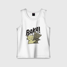 Детская майка хлопок с принтом Baka в Ухте,  |  | animals | cat | drawing | punch | slap | животные | кот | кошка | пощечина | рисунок | удар