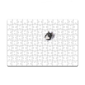 Пазл магнитный 126 элементов КОТ В СЕРДЦЕ: в Ухте, полимерный материал с магнитным слоем | 126 деталей, размер изделия —  180*270 мм | вылезает | кот | котенок | кошка | наружу | разрыв | рвет | ткань