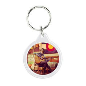 Брелок круглый Гитаристка: в Ухте, пластик и полированная сталь | круглая форма, металлическое крепление в виде кольца | game | life is strange:true colors | арт | графика | игры