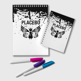 Блокнот с принтом placebo в Ухте, 100% бумага | 48 листов, плотность листов — 60 г/м2, плотность картонной обложки — 250 г/м2. Листы скреплены удобной пружинной спиралью. Цвет линий — светло-серый
 | black eyed | black market music | every you every me | nancy boy | placebo | placebo interview | placebo live | placebo nancy | pure morning | running up that hill | special k | taste in men | where is my mind | without you i’m nothing