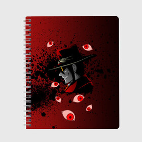 Тетрадь с принтом Хеллсинг/Hellsing в Ухте, 100% бумага | 48 листов, плотность листов — 60 г/м2, плотность картонной обложки — 250 г/м2. Листы скреплены сбоку удобной пружинной спиралью. Уголки страниц и обложки скругленные. Цвет линий — светло-серый
 | alucard | crazy | devil | eyes | hellsing | horror | human | red | smile | алукард | аниме глаза | аниме персонажи | вампир | герои аниме | глаза | демон | дьявол | злой | зрачки | манга | нечисть | смех | улыбка | хеллсинг | хельсинг