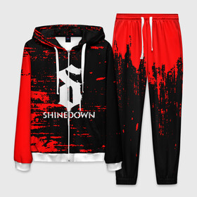 Мужской костюм 3D с принтом shinedown в Ухте, 100% полиэстер | Манжеты и пояс оформлены тканевой резинкой, двухслойный капюшон со шнурком для регулировки, карманы спереди | Тематика изображения на принте: 45 shinedown | atlantic | atlantic records | brent smith | cut the cord | get up shinedown | music video | official video | rock | shinedown | shinedown (musical group) | shinedown devil | sound of madness | state of my head | zach myers