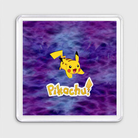 Магнит 55*55 с принтом Pikachu Blue&Rose K&C в Ухте, Пластик | Размер: 65*65 мм; Размер печати: 55*55 мм | go | pikachu | pocemon | абстракция | пикачу | покемон