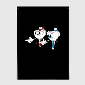 Постер с принтом CUPHEAD PULP FICTION в Ухте, 100% бумага
 | бумага, плотность 150 мг. Матовая, но за счет высокого коэффициента гладкости имеет небольшой блеск и дает на свету блики, но в отличии от глянцевой бумаги не покрыта лаком | art | cartoon | cup | cuphead | devil | dice | fiction | game | king | mugman | pulp | the | арт | бос | босс | голова | демон | дьявол | игра | капхед | криминальное | магмен | мультик | мультфильм | платформер | чаша | чашка | человек | черт 
