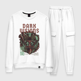 Женский костюм хлопок с принтом STEAMPUNK в Ухте, 100% хлопок | на свитшоте круглая горловина, мягкая резинка по низу. Брюки заужены к низу, на них два вида карманов: два 