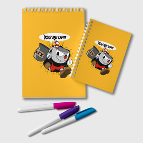 Блокнот CUPHEAD: в Ухте, 100% бумага | 48 листов, плотность листов — 60 г/м2, плотность картонной обложки — 250 г/м2. Листы скреплены удобной пружинной спиралью. Цвет линий — светло-серый
 | art | cartoon | cup | cuphead | devil | dice | game | king | mugman | the | арт | бос | босс | голова | демон | дьявол | игра | капхед | магмен | мультик | мультфильм | платформер | чаша | чашка | человек | черт