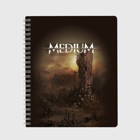 Тетрадь с принтом Медиум в Ухте, 100% бумага | 48 листов, плотность листов — 60 г/м2, плотность картонной обложки — 250 г/м2. Листы скреплены сбоку удобной пружинной спиралью. Уголки страниц и обложки скругленные. Цвет линий — светло-серый
 | horror | medium | the medium | марианна | медиум
