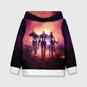 Детская толстовка 3D с принтом Outriders в Ухте, 100% полиэстер | двухслойный капюшон со шнурком для регулировки, мягкие манжеты на рукавах и по низу толстовки, спереди карман-кенгуру с мягким внутренним слоем | Тематика изображения на принте: game | outriders | rpg | shooter | всадники | игра | рпг | шутер