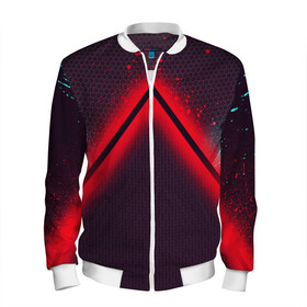 Мужской бомбер 3D с принтом Кровавая линия3D в Ухте, 100% полиэстер | застегивается на молнию, по бокам два кармана без застежек, по низу бомбера и на воротнике - эластичная резинка | абстракция | иллюстрация | минимализм | неон | соты | текстура
