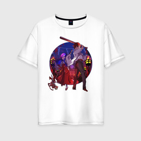 Женская футболка хлопок Oversize с принтом Rika and Maebara в Ухте, 100% хлопок | свободный крой, круглый ворот, спущенный рукав, длина до линии бедер
 | anime | higurashi no naku koro ni | аниме | анимэ | безумие | близняшки | детектив | когда плачут цикады | майбара | маэбара | мион | рена | рика | рюгу рена | сато | сатоко | сверхъестественное | сонодзаки шион