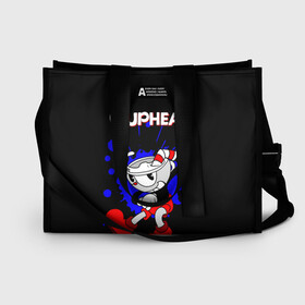 Сумка-шоппер 3D с принтом Cuphead в Ухте, 100% полиэстер | застегивается на металлическую кнопку; внутренний карман застегивается на молнию. Стенки укреплены специальным мягким материалом, чтобы защитить содержимое от несильных ударов
 | cup head | cuphead | run and gun | детям | капхед | капхэд | логотипы игр | персонажи игр | чашка