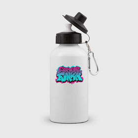 Бутылка спортивная с принтом FRIDAY NIGHT FUNKIN NEON LOGO в Ухте, металл | емкость — 500 мл, в комплекте две пластиковые крышки и карабин для крепления | dance | friday night funk | friday night funkin | music | the boyfriend | the girlfriend | trash | бойфренд | гёрлфренд | граффити | игры | кликеры | музыка | танцы | треш