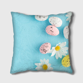 Подушка 3D с принтом Пасха / Easter в Ухте, наволочка – 100% полиэстер, наполнитель – холлофайбер (легкий наполнитель, не вызывает аллергию). | состоит из подушки и наволочки. Наволочка на молнии, легко снимается для стирки | Тематика изображения на принте: blue background | chamomile | daisy | easter | easter day | easter eggs | easter greeting | eggs | floral | flower | greeting | happy easter | invitation | nature | plant | seasonal | spring | воскресенье | кулич | пасха | праздник | святая пасха | христо