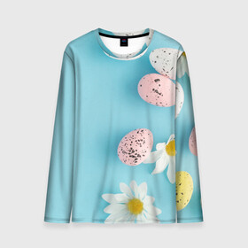 Мужской лонгслив 3D с принтом Пасха / Easter в Ухте, 100% полиэстер | длинные рукава, круглый вырез горловины, полуприлегающий силуэт | Тематика изображения на принте: blue background | chamomile | daisy | easter | easter day | easter eggs | easter greeting | eggs | floral | flower | greeting | happy easter | invitation | nature | plant | seasonal | spring | воскресенье | кулич | пасха | праздник | святая пасха | христо