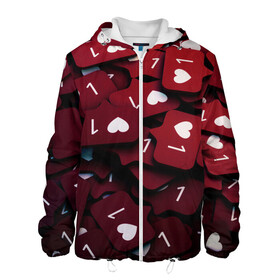 Мужская куртка 3D с принтом Like 3D Лайк в Ухте, ткань верха — 100% полиэстер, подклад — флис | прямой крой, подол и капюшон оформлены резинкой с фиксаторами, два кармана без застежек по бокам, один большой потайной карман на груди. Карман на груди застегивается на липучку | абстракция | илюстрация | лайк | минимализм | обои | отметка | текстура