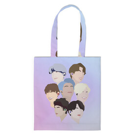 Шоппер 3D с принтом БТС Bangtan Boys BTS в Ухте, 100% полиэстер | Плотность: 200 г/м2; Размер: 34×35 см; Высота лямок: 30 см | bangtan | bangtan boys | boys | bts | minimalist | бангтан | бтс | группа бтс