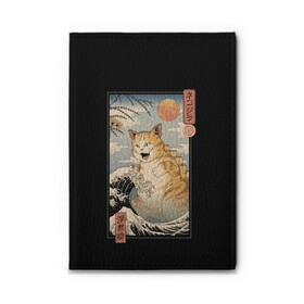 Обложка для автодокументов с принтом CATZILLA в Ухте, натуральная кожа |  размер 19,9*13 см; внутри 4 больших “конверта” для документов и один маленький отдел — туда идеально встанут права | Тематика изображения на принте: cat | cats | catzilla | godzilla | japan | kaiju | neko | ninja | retro | samurai | shark | wave | yakuza | акула | волна | годзилла | кайдзю | катана | кот | котенок | котзилла | коты | котэ | котята | кошка | неко | ниндзя | ретро | самурай | якудза