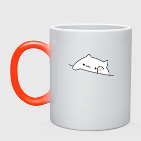 Кружка хамелеон с принтом Bongo Cat в Ухте, керамика | меняет цвет при нагревании, емкость 330 мл | bongo cat | bongocat | cat | cat mem | cat meme | бонго кот | бонго кэт | киса | киска | кот | кот играет | кот мем | кот стучит | кот хлопает | кот шлёпает | котенок | котик | кошка | мем котик | мемный кот