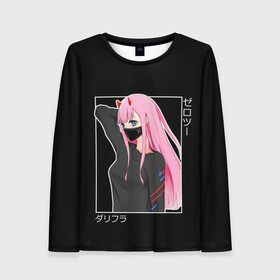 Женский лонгслив 3D с принтом Zero Two в Ухте, 100% полиэстер | длинные рукава, круглый вырез горловины, полуприлегающий силуэт | 002 | 02 | ahegao | anime | darling | franx | franxx | girl | girls | in | senpai | the | two | waifu | zero | zerotwo | аниме | ахегао | вайфу | девушка | зеро | семпай | сенпай | ту | тян | хика | хикка