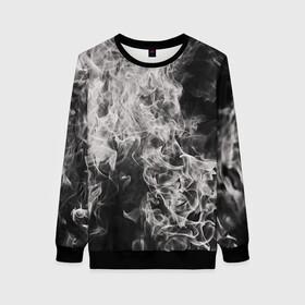 Женский свитшот 3D с принтом Fire and Smoke в Ухте, 100% полиэстер с мягким внутренним слоем | круглый вырез горловины, мягкая резинка на манжетах и поясе, свободная посадка по фигуре | fire | flame | smoke | дым | огонь