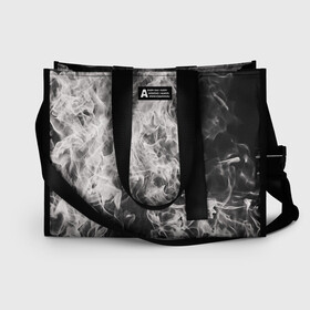 Сумка-шоппер 3D с принтом Fire and Smoke в Ухте, 100% полиэстер | застегивается на металлическую кнопку; внутренний карман застегивается на молнию. Стенки укреплены специальным мягким материалом, чтобы защитить содержимое от несильных ударов
 | fire | flame | smoke | дым | огонь