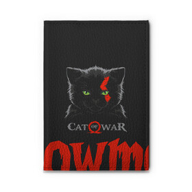Обложка для автодокументов Cat of war: в Ухте, натуральная кожа |  размер 19,9*13 см; внутри 4 больших “конверта” для документов и один маленький отдел — туда идеально встанут права | cat | gad of war | game | games | god of war | god of wor | атрей | атрэй | бог войны | игра | игры | кот | котёнок | кошки | кратос