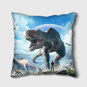 Подушка 3D с принтом Ark Survival Evolved в Ухте, наволочка – 100% полиэстер, наполнитель – холлофайбер (легкий наполнитель, не вызывает аллергию). | состоит из подушки и наволочки. Наволочка на молнии, легко снимается для стирки | ark | ark survival | dino | t rex | арк | арк сурвайвал | дино | динозавр | динозавры | спинозавр | тираннозавр