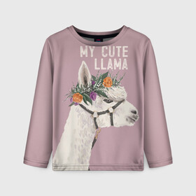 Детский лонгслив 3D My cute llama: в Ухте, 100% полиэстер | длинные рукава, круглый вырез горловины, полуприлегающий силуэт
 | llama | альпака | животные | лама