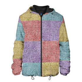 Мужская куртка 3D с принтом Patchwork в Ухте, ткань верха — 100% полиэстер, подклад — флис | прямой крой, подол и капюшон оформлены резинкой с фиксаторами, два кармана без застежек по бокам, один большой потайной карман на груди. Карман на груди застегивается на липучку | Тематика изображения на принте: burlap | patchwork | sackcloth | мешковина | ткань