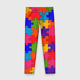 Детские леггинсы 3D с принтом Пазлы в Ухте, полиэстер 85%, спандекс 15% | эластичный пояс, зауженный крой | доли | пазл | пазлы | цвета | части | частицы