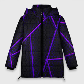 Женская зимняя куртка Oversize с принтом СОТЫ НЕОНОВЫЕ - ГЕОМЕТРИЯ в Ухте, верх — 100% полиэстер; подкладка — 100% полиэстер; утеплитель — 100% полиэстер | длина ниже бедра, силуэт Оверсайз. Есть воротник-стойка, отстегивающийся капюшон и ветрозащитная планка. 

Боковые карманы с листочкой на кнопках и внутренний карман на молнии | tegunvteg | броня | геометрия | неон | полосы | ромбы | соты | стальная броня | текстура