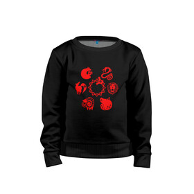 Детский свитшот хлопок с принтом ГРЕХИ ГЕРОЕВ SEVEN DEADLY SINS в Ухте, 100% хлопок | круглый вырез горловины, эластичные манжеты, пояс и воротник | Тематика изображения на принте: anime | meliodas | nanatsu no taizai | seven deadly sins | аниме | бан | гаутер | гила | гилсандер | гриамор | диана | дрейфус | заратрас | кинг | манга | мелиодас | мерлин | хаузер | хельбрам | хендри