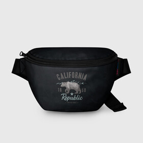 Поясная сумка 3D с принтом California republic в Ухте, 100% полиэстер | плотная ткань, ремень с регулируемой длиной, внутри несколько карманов для мелочей, основное отделение и карман с обратной стороны сумки застегиваются на молнию | bear | california | republic | state | калифорния | медведь | республика