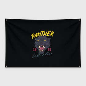 Флаг-баннер с принтом Пантера 1986 в Ухте, 100% полиэстер | размер 67 х 109 см, плотность ткани — 95 г/м2; по краям флага есть четыре люверса для крепления | 1986 | panther | джунгли | дикая | кошка | пантера